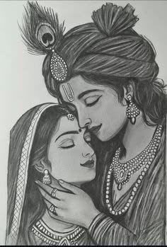 pencil radha krishna drawing