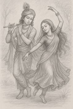 pencil radha krishna drawing