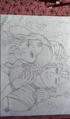 pencil radha krishna drawing