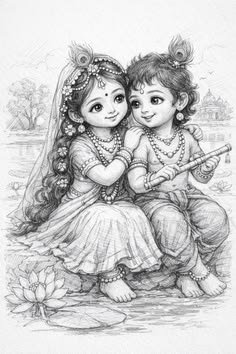 pencil radha krishna drawing