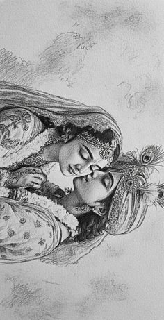 pencil radha krishna drawing