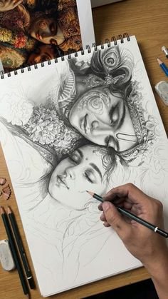 pencil radha krishna drawing