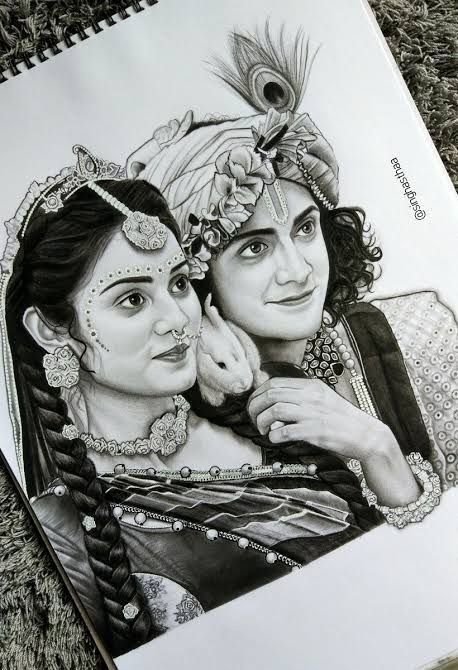 pencil radha krishna drawing