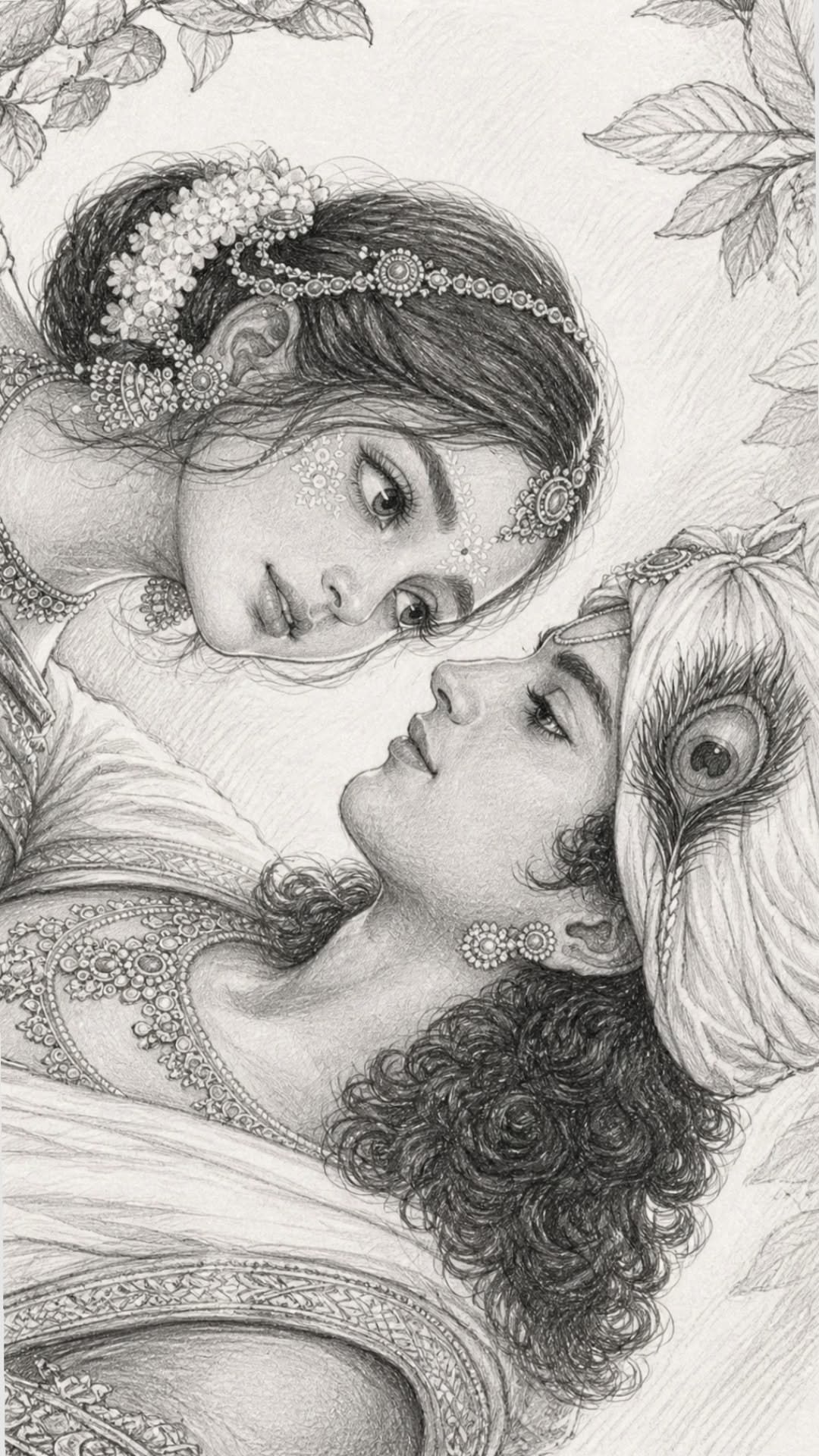 pencil radha krishna drawing