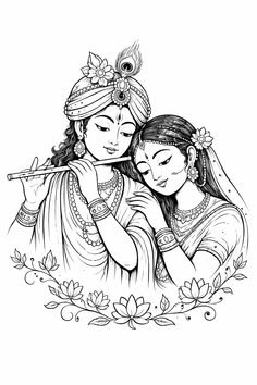 pencil radha krishna drawing