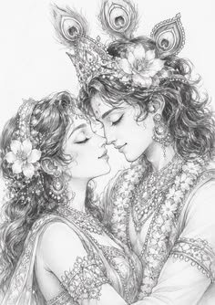 pencil radha krishna drawing