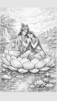 pencil radha krishna drawing