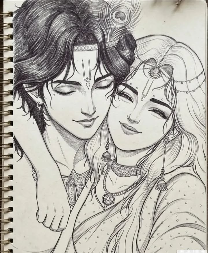 pencil radha krishna drawing