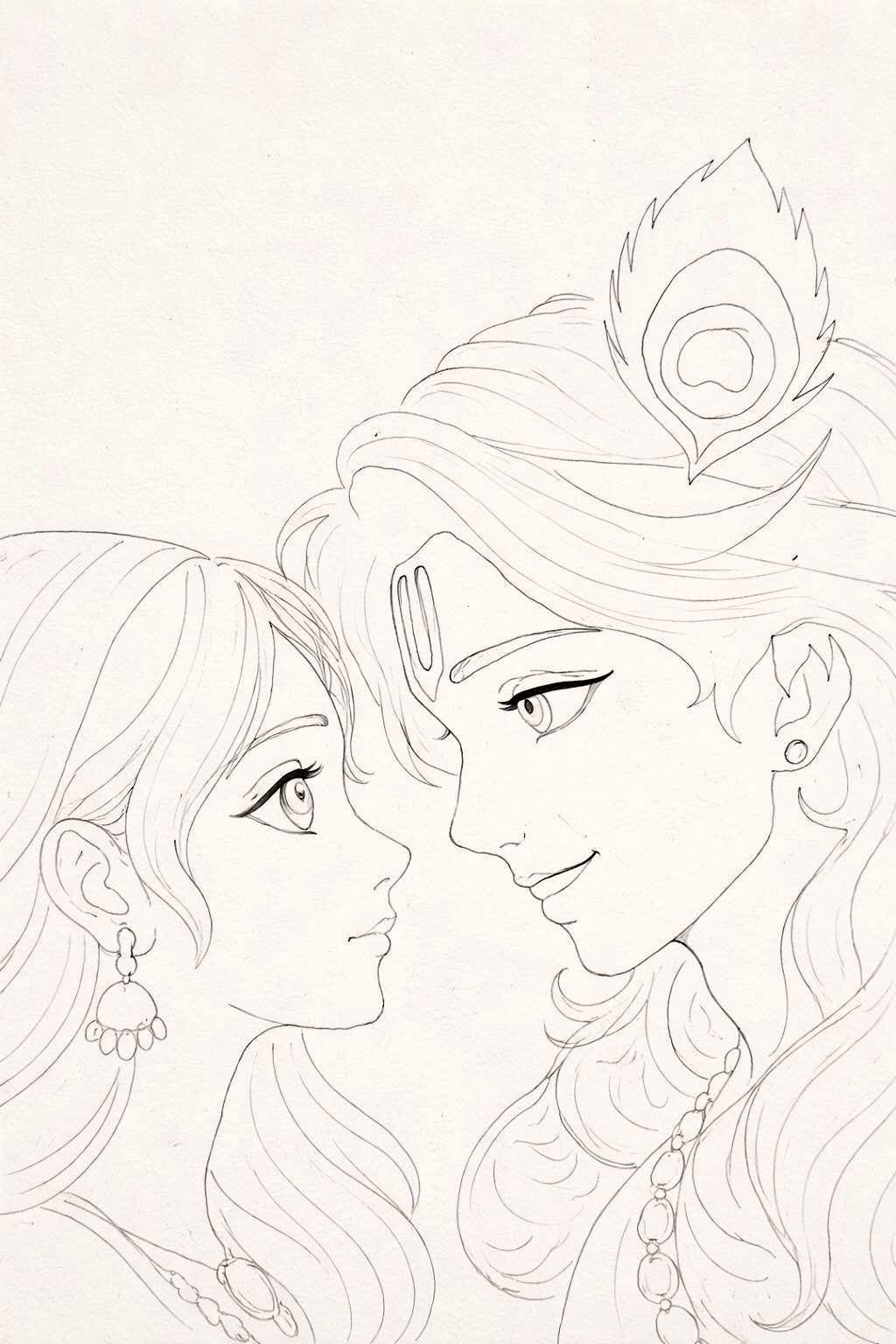 pencil radha krishna drawing