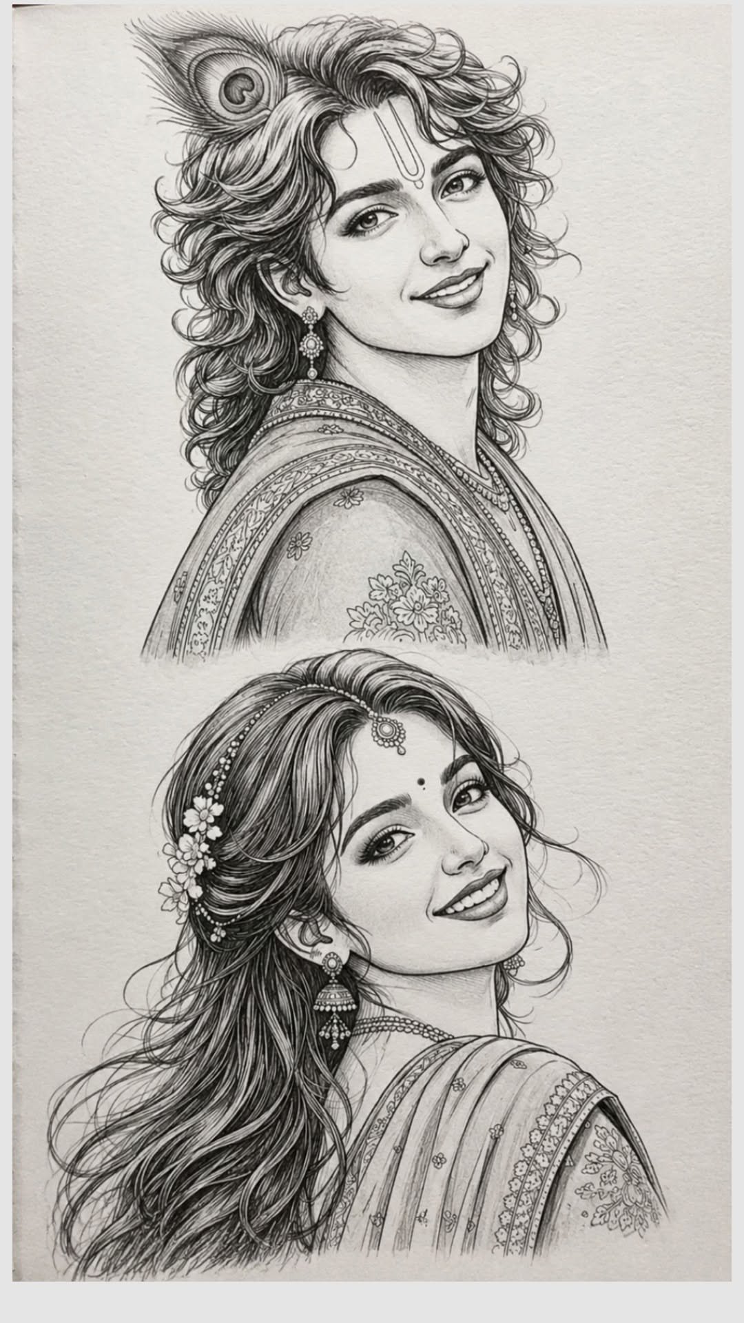 pencil radha krishna drawing