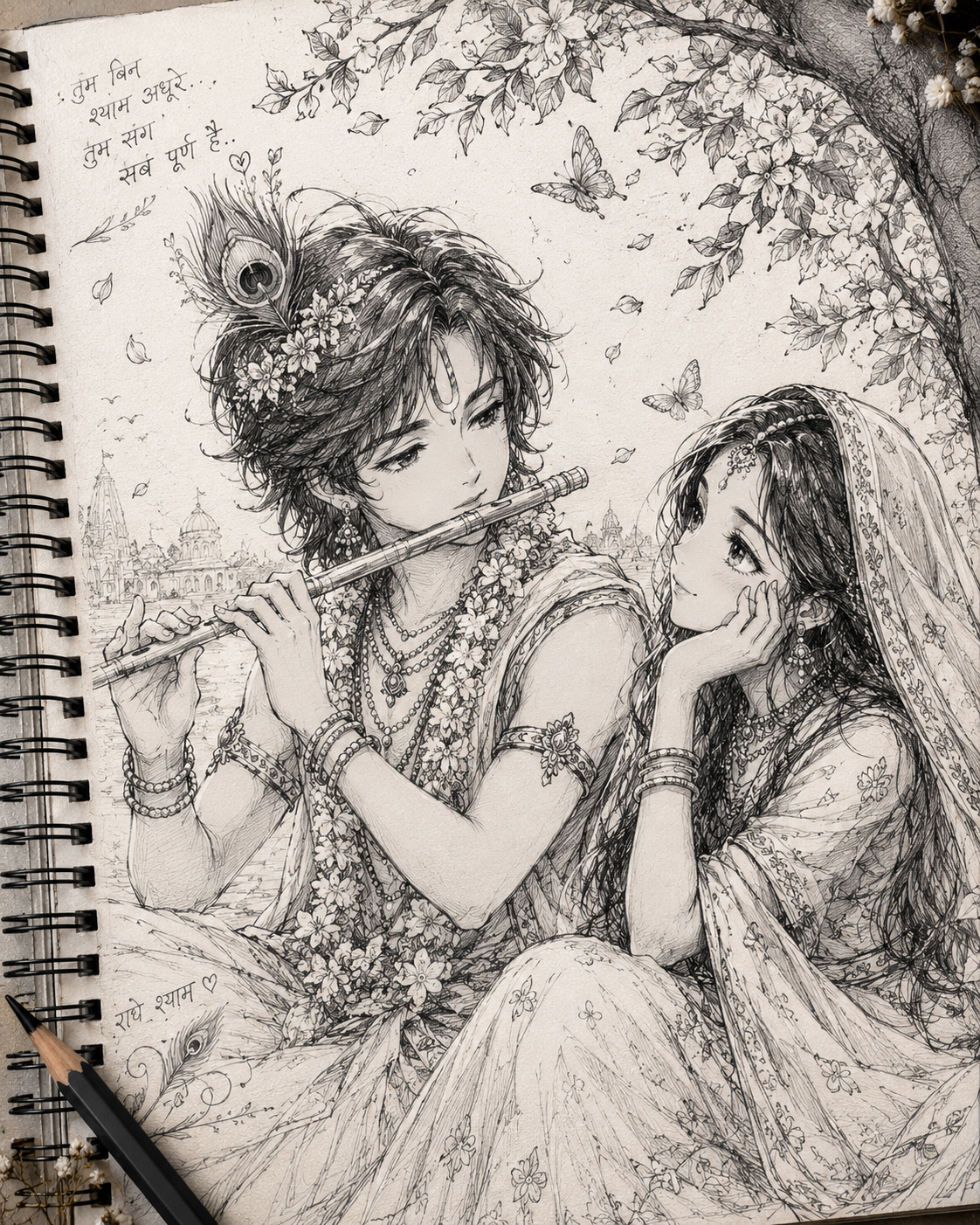 pencil radha krishna drawing
