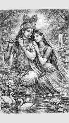 pencil radha krishna drawing