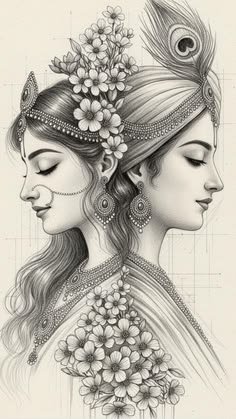 pencil radha krishna drawing