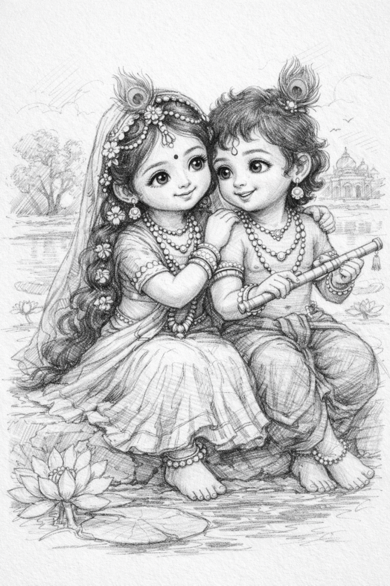 pencil radha krishna drawing