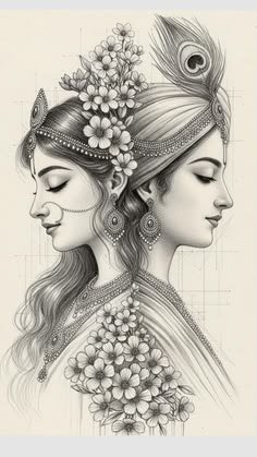 pencil radha krishna drawing