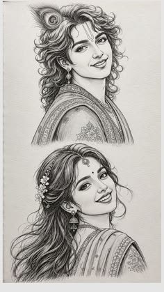 pencil radha krishna drawing