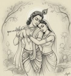 pencil radha krishna drawing