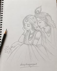 pencil radha krishna drawing