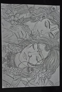pencil radha krishna drawing