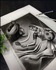 pencil radha krishna drawing