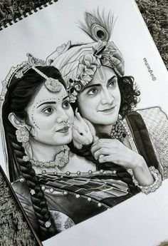 pencil radha krishna drawing