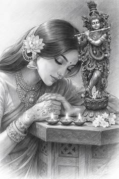 pencil radha krishna drawing