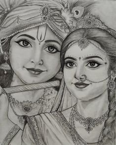 pencil radha krishna drawing