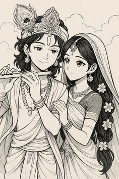 pencil radha krishna drawing