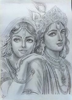 pencil radha krishna drawing