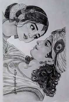 pencil radha krishna drawing