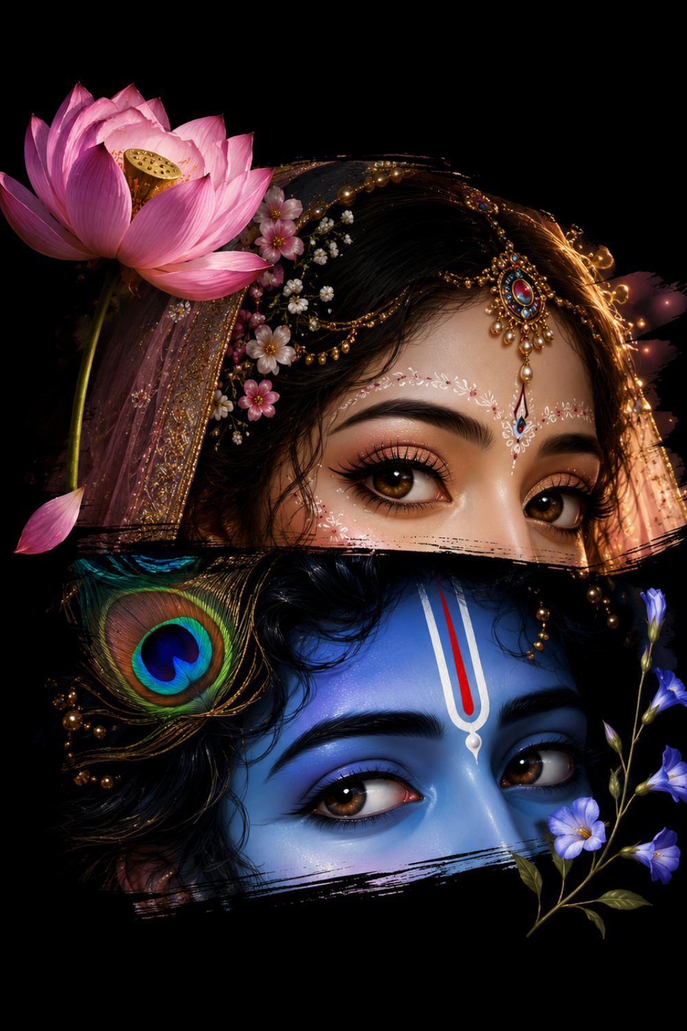 radha krishna love black wallpaper