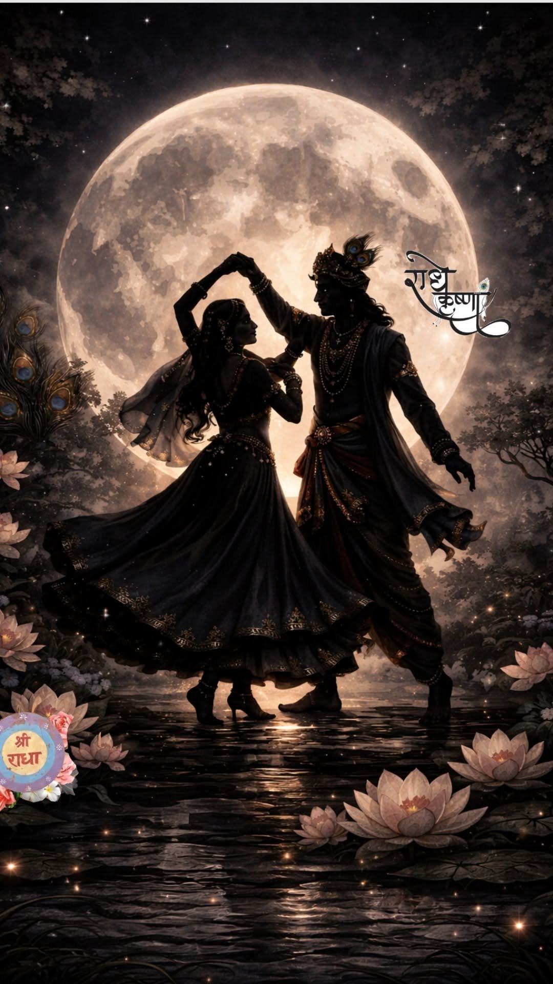 radha krishna love black wallpaper