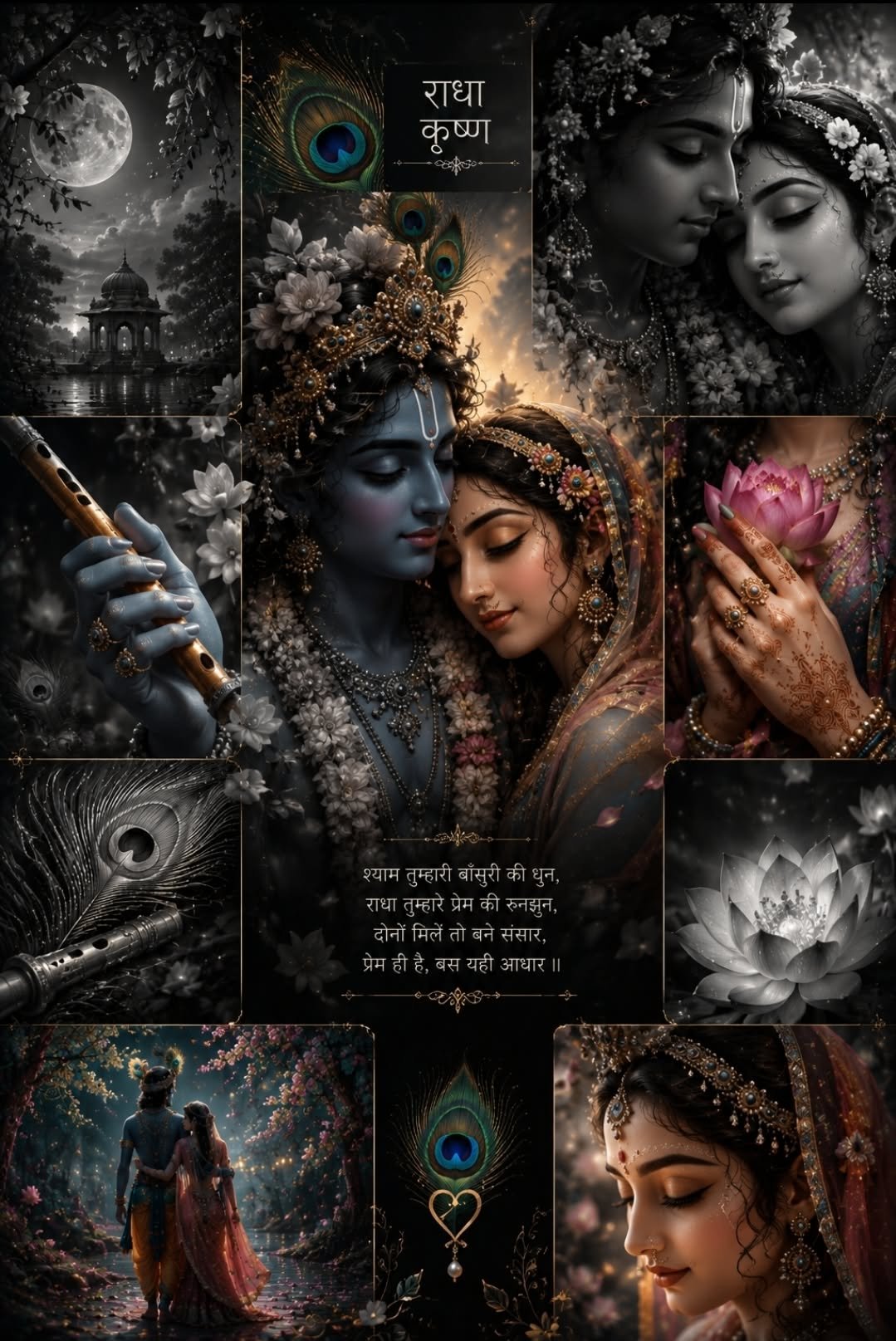 radha krishna love black wallpaper
